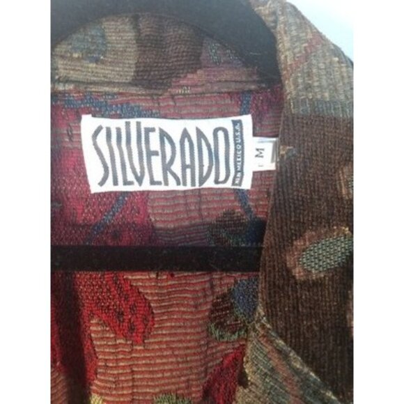 Silverado Floral Tapestry Cropped Blazer Jacket Women's  M Brown Chenille Boho - Picture 4 of 12